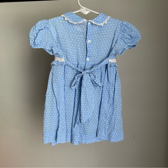 Vintage 1940/50s Twinkle Frocks by Kiddies Pal Blue Polka Dot Little Girls Dress - Picture 2 of 7